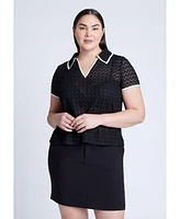 Eloquii Women's Textured Polo Shirt