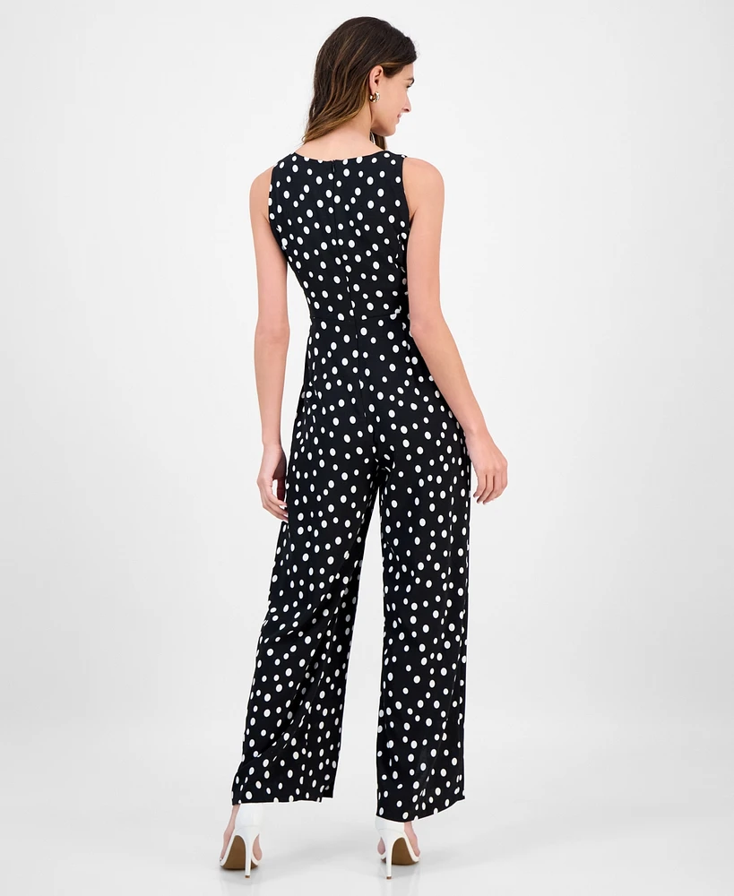 Connected Women's Printed Tie-Waist Sleeveless Jumpsuit