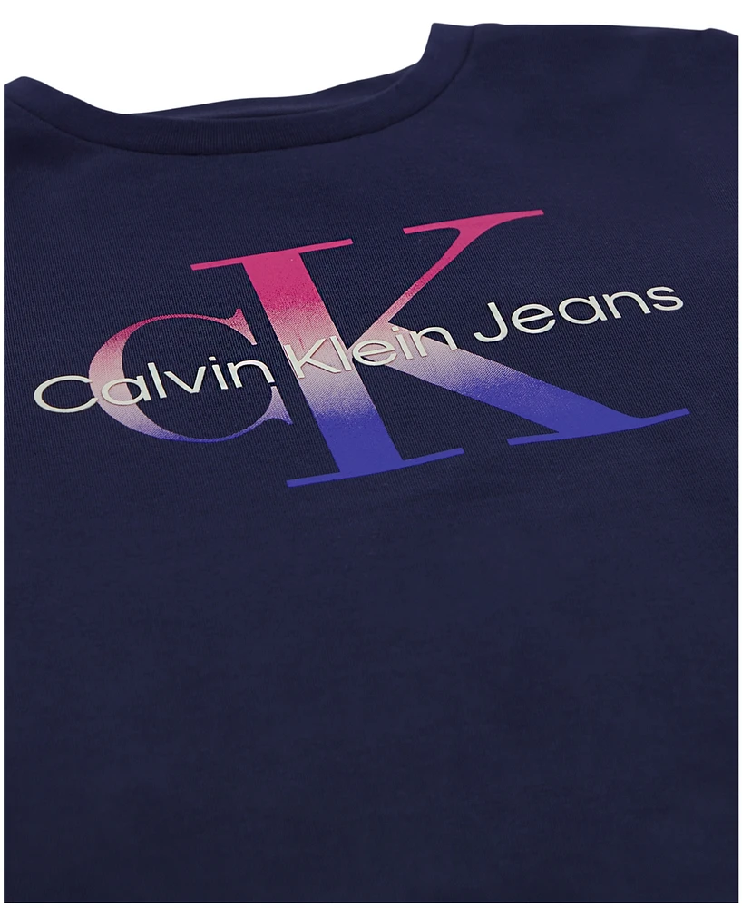 Calvin Klein Big Girls Ombre Print Monogram T-Shirt