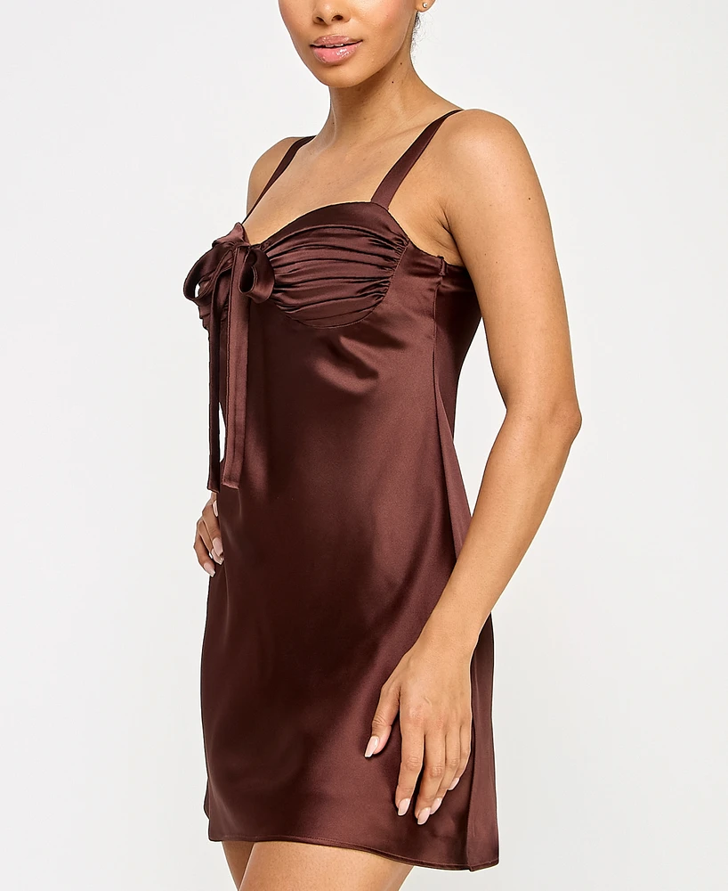 City Studios Juniors' Satin Bustier A-Line Slip Dress