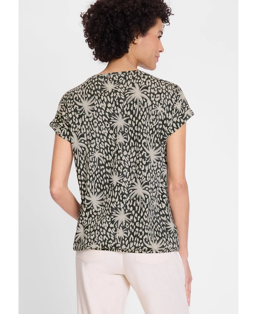 Olsen Women's Tropic Mix Print Tee
