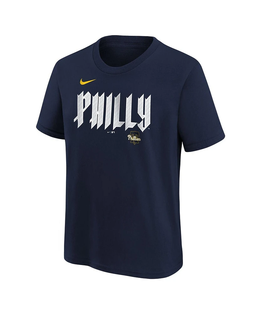 Nike Big Boys and Girls Zack Wheeler Navy Philadelphia Phillies Fuse City Connect Name Number T-Shirt