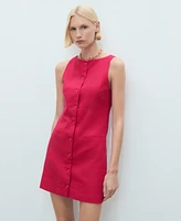 Mango Women's Short Button-Down Linen-Blend Dress