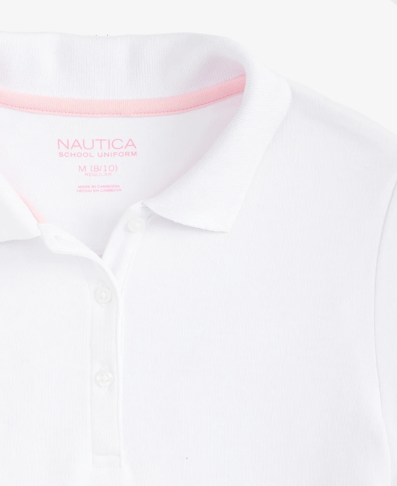 Nautica Big Girls Short Sleeve Interlock Polo Shirt