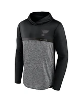 Fanatics Men's Black/Heather Charcoal St. Louis Blues Iconic Defender Pullover Hoodie