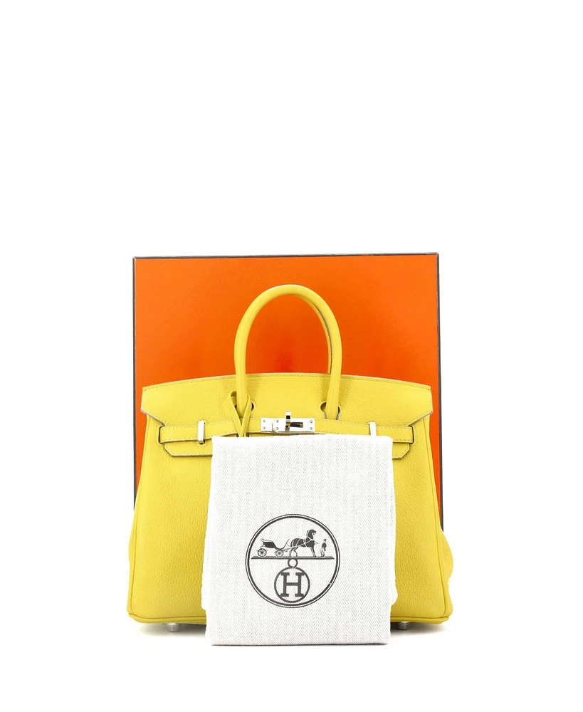 Pre-Owned Hermes Birkin 25 Handbag Verso Novillo with Palladium Hardware