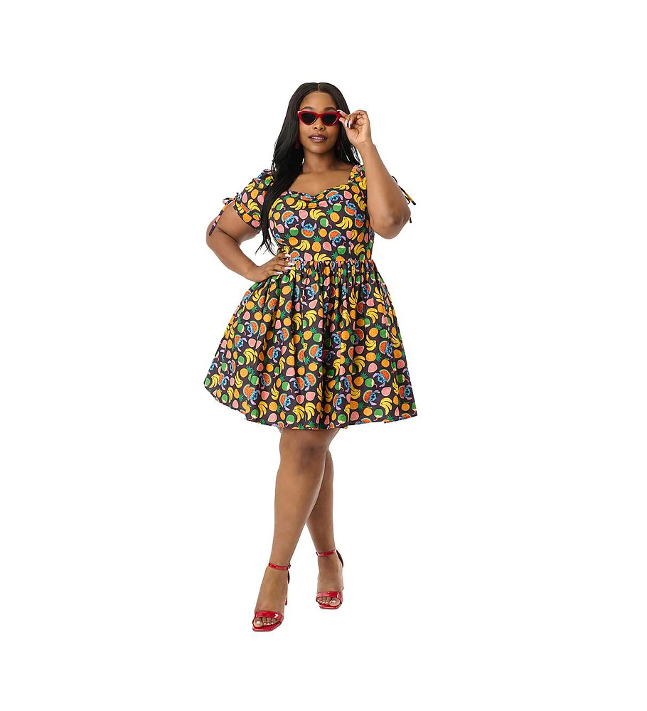 Unique Vintage Plus 1950s Short Sleeve Sweetheart Dakota Flare Dress