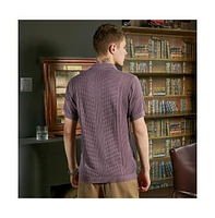 Campus Sutra Men's Mauve Purple Stripe-Textured Polo T-Shirt