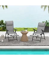 Gymax Folding Patio Chairs Set of Lounge Chairs w/ 10-Level Adjustable Backrests