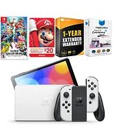 Nintendo Switch White Oled Console with Super Smash Bros: Ultimate, Nintendo $20 eShop Gift Card, MightySkins Console and Controller Skin Voucher