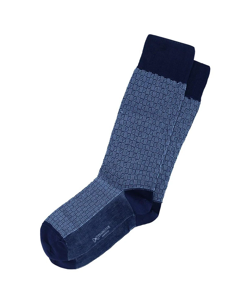 Trafalgar Men's Horatio Cross Hatch Design Mid-Calf Mercerized Cotton Socks