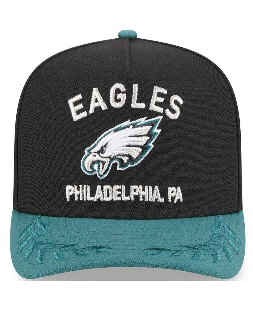 New Era Big Boys and Girls Black/Green Philadelphia Eagles 2025 Nfl Draft A-Frame 9FIFTY Snapback Hat