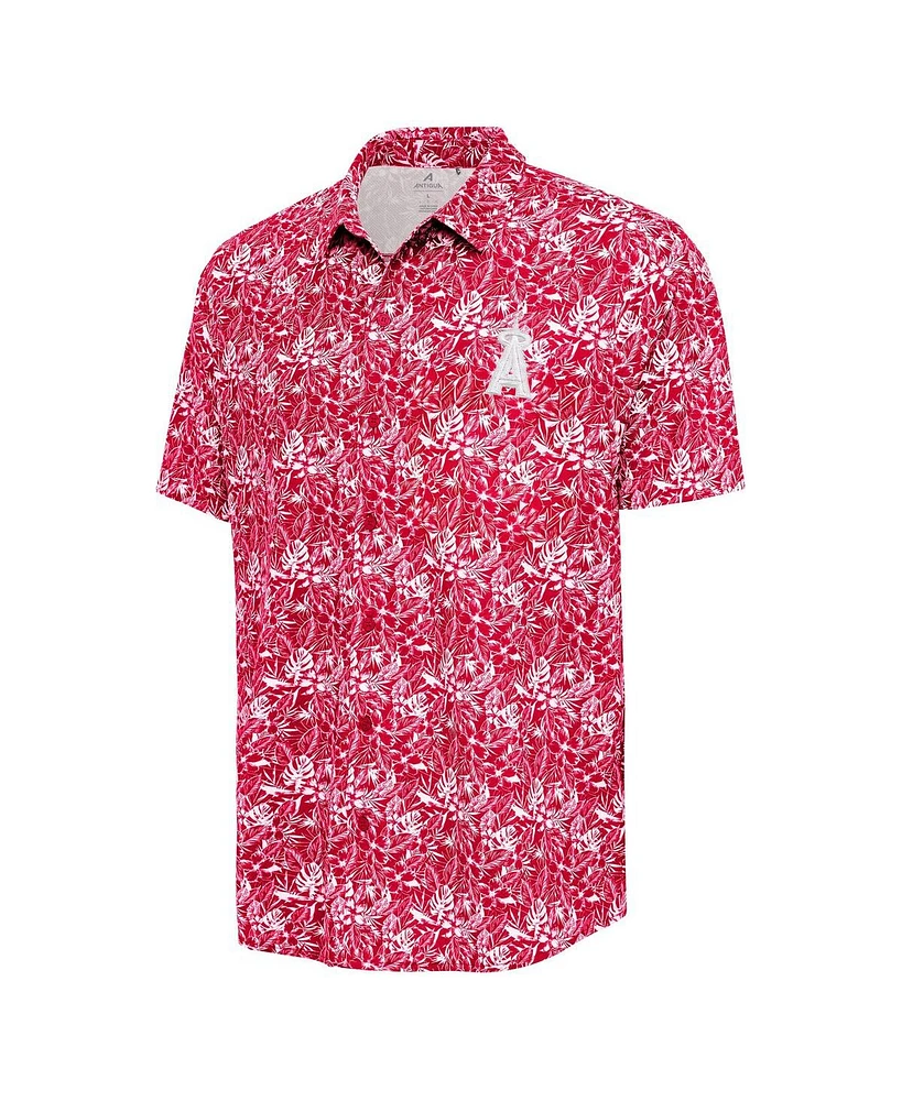 Antigua Men's Red Los Angeles Angels Resort Button-Up Shirt
