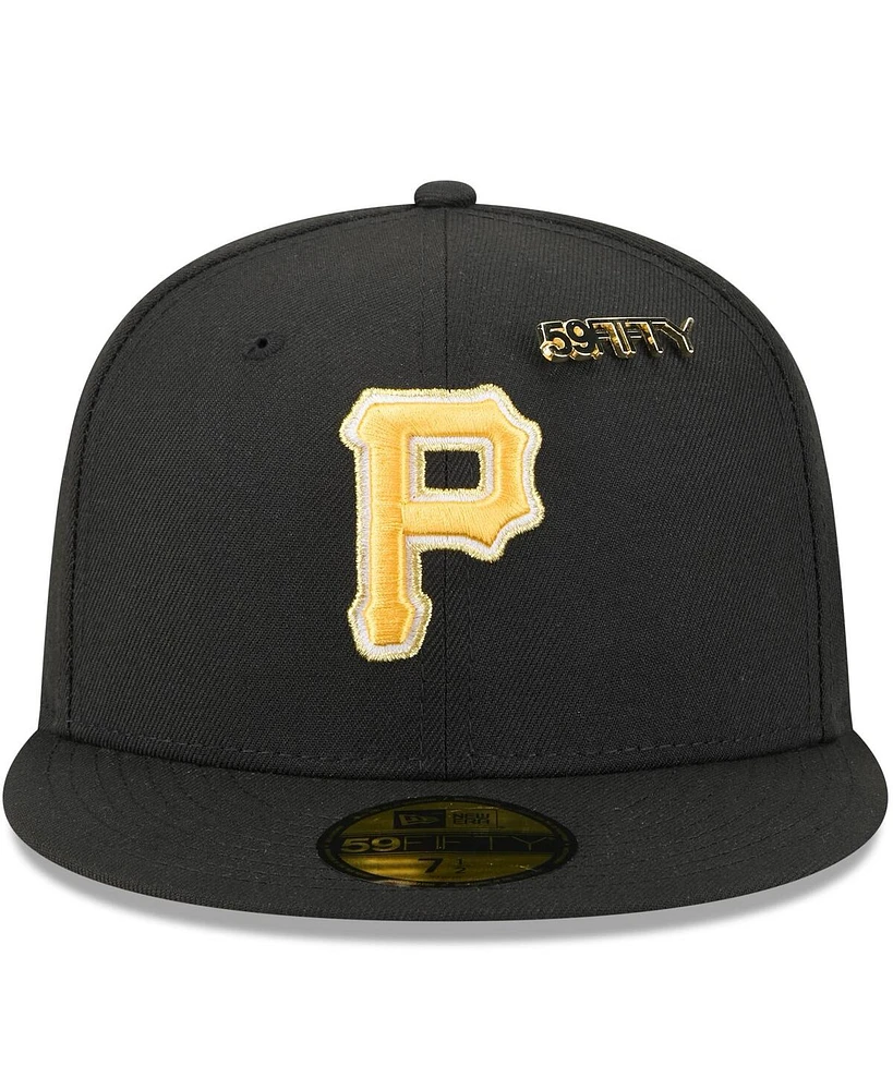 New Era Men's Black Pittsburgh Pirates 2025 59FIFTY Day Fitted with Pins Hat