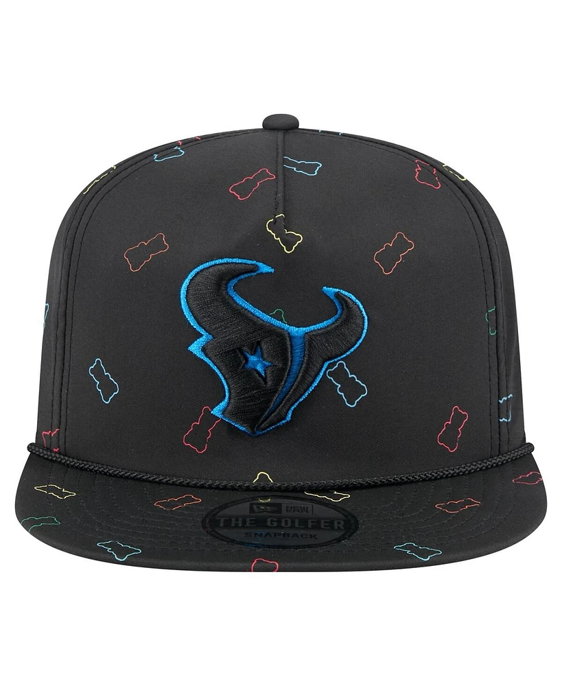 New Era Men's Black Houston Texans Gummy Golfer Snapback Hat