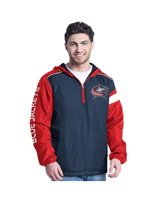 G-iii Sports by Carl Banks Men's Navy/Red Columbus Blue Jackets Lateral Half-Zip Hoodie