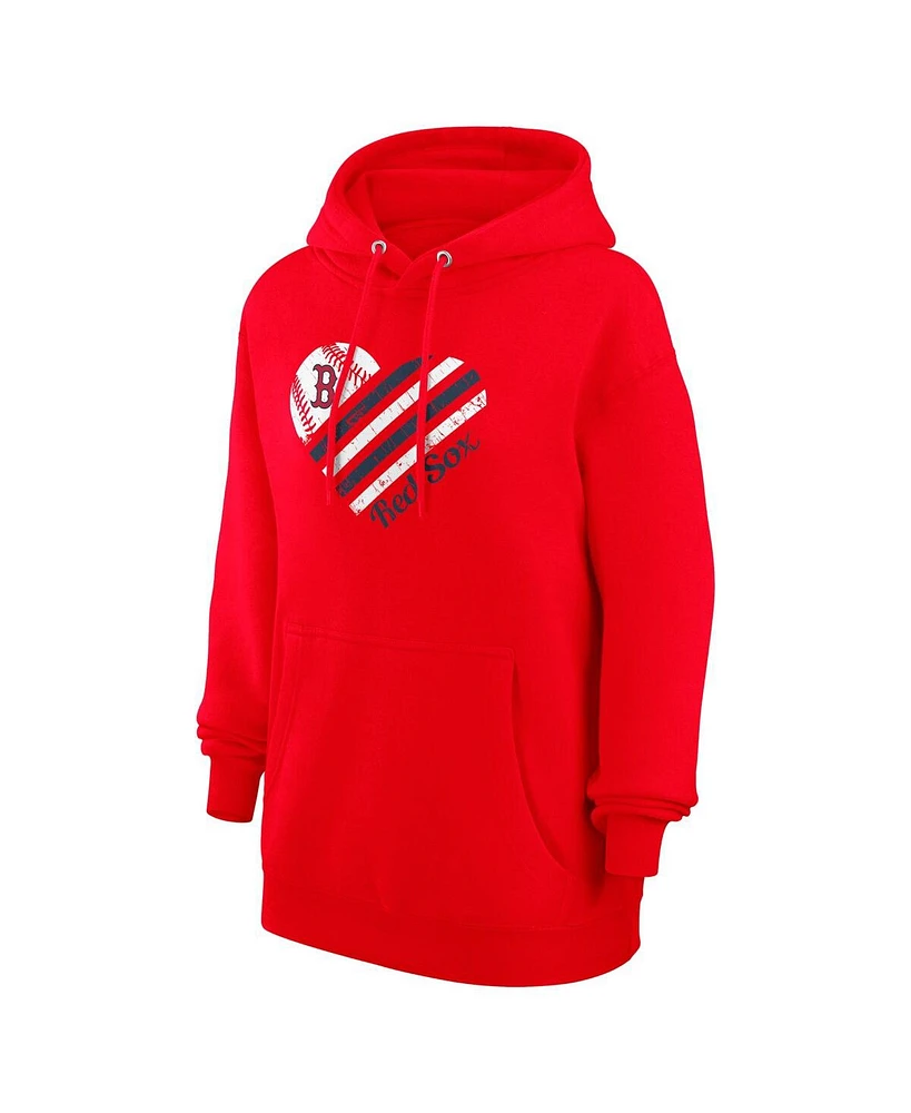 G-iii 4Her by Carl Banks Women's Red Boston Red Sox Heart Fleece Pullover Hoodie