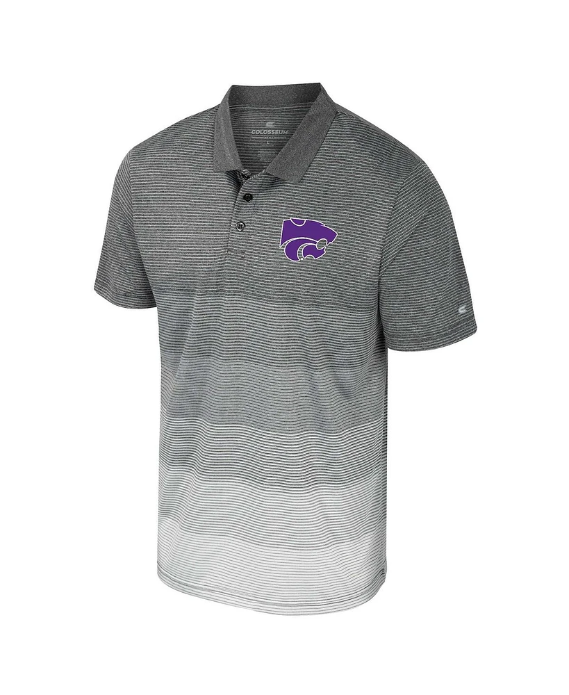 Colosseum Men's Gray Kansas State Wildcats Striped Mesh Polo Shirt