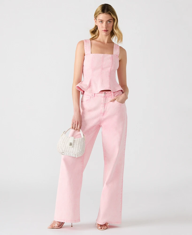 Steve Madden Women's Denim Peplum Top
