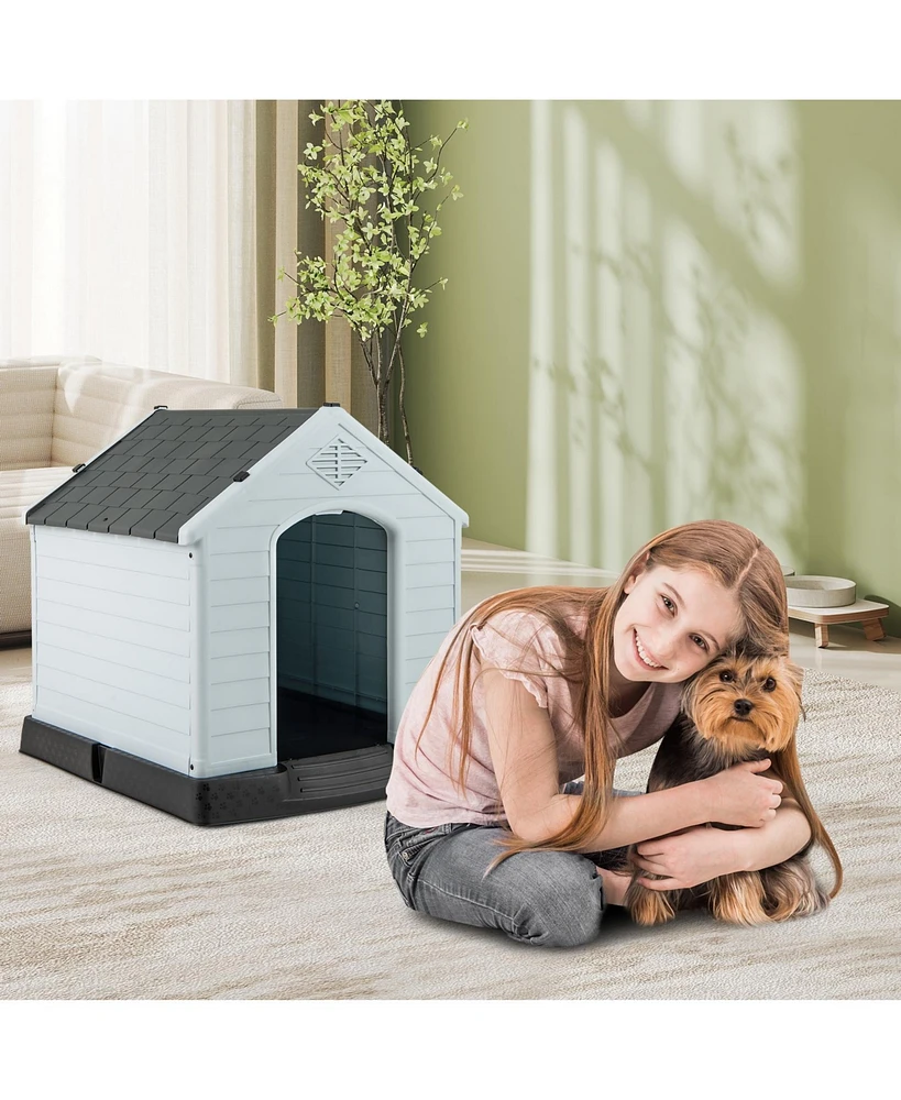 Dog House for Small Dogs Waterproof Plastic with Elevated Floor