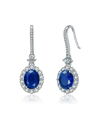 White Gold Plated with Colored Cubic Zirconia Drop Hook Earrings