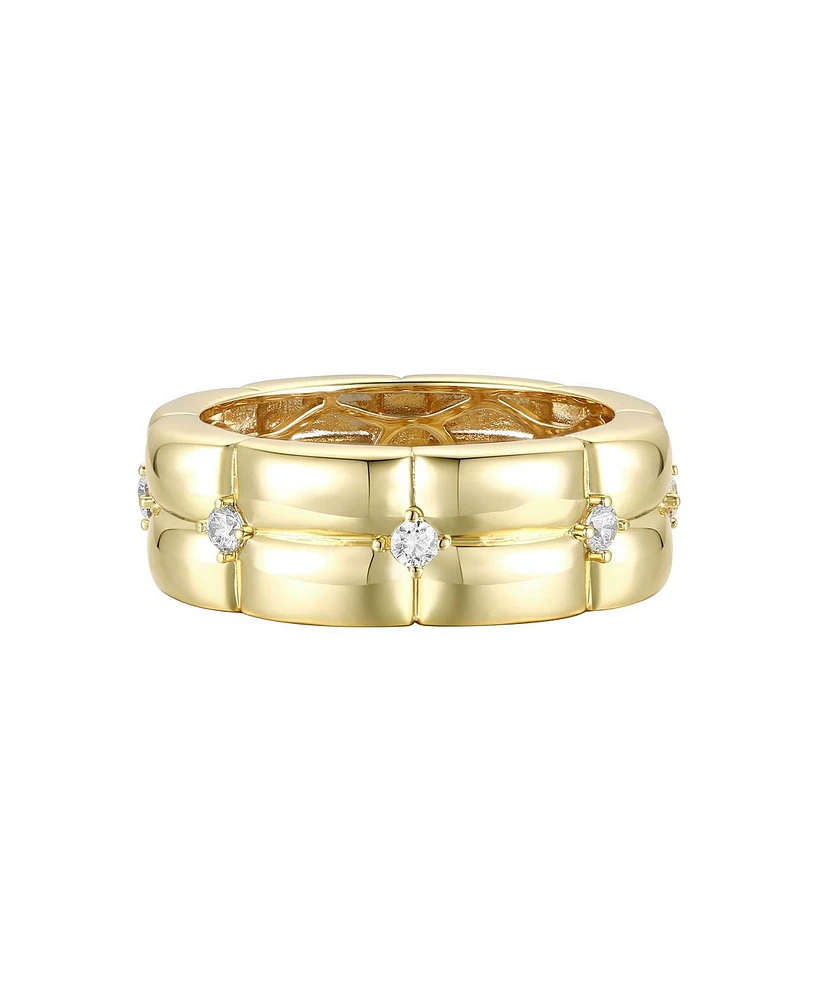 14k Gold Plated Cubic Zirconia Double Weave Band Ring