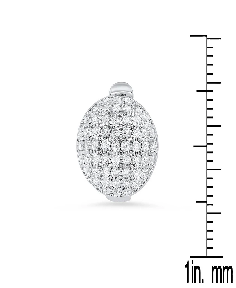 Steeltime Women's Sterling Silver and Simulated Diamonds Dot Huggie Earrings