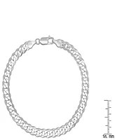 Steeltime Unisex Sterling Silver Diamond Cut Curb Link Chain Bracelet