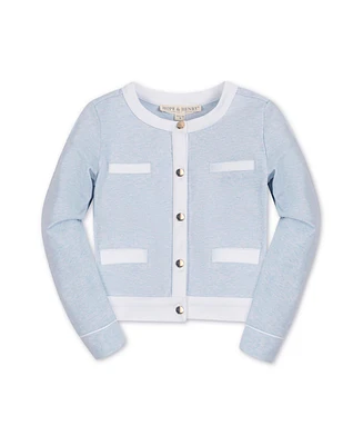 Hope & Henry Girls' French Terry Contrast Trim Cardigan, Kids