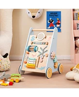Slickblue Toddler Walker Push and Pull Learning Activity Center with Wheels