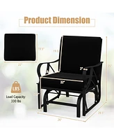 Slickblue Patio Glider Rocking Chair with Thick Cushion and Curved Armrest