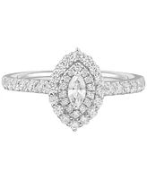 Diamond Marquise Double Halo Engagement Ring (5/8 ct. t.w.) in 14k White Gold