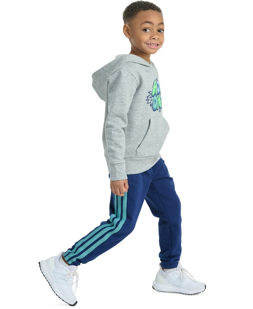 adidas Toddler & Little Boys Long-Sleeve Graphic Fleece Pullover Hoodie Jogger Pants, 2 Piece Set