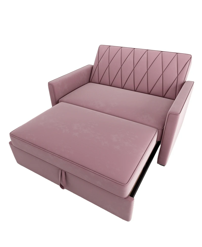Gold Sparrow 51" Velvet Riverside Convertible Loveseat Bed, Created for Macy's