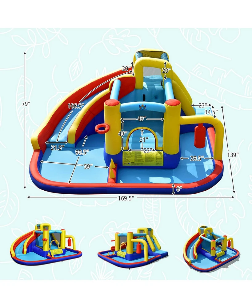 7-in-1 Inflatable Water Slide Bounce Castle with Splash Pool and Climbing Wall without Blowerwer