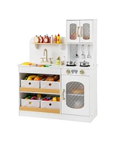 Kids Kitchen Playset with Cooking Accessories and Toy Cuttable Veggies