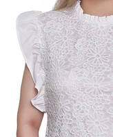 Ny Collection Women's Flutter Sleeve Lace Top