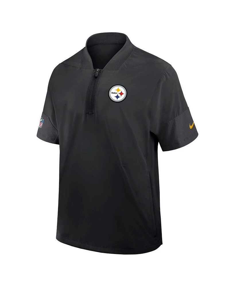 Nike Men's Black Pittsburgh Steelers Sideline Short Sleeve Quarter-Zip Performance Coach Jacket