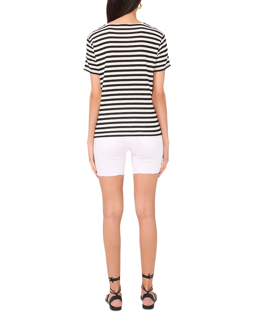 Vince Camuto Women's Striped Crewneck Short-Sleeve Top