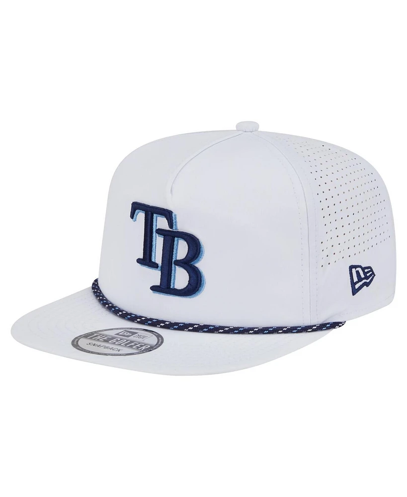 New Era Men's White Tampa Bay Rays Perforated Golfer Snapback Hat