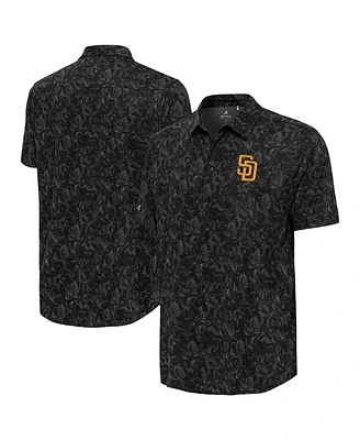 Antigua Men's Black San Diego Padres Lush Button-Up Shirt