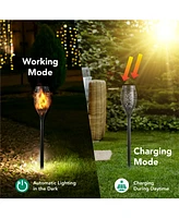 6-Pack Waterproof Flame Solar Torch Light