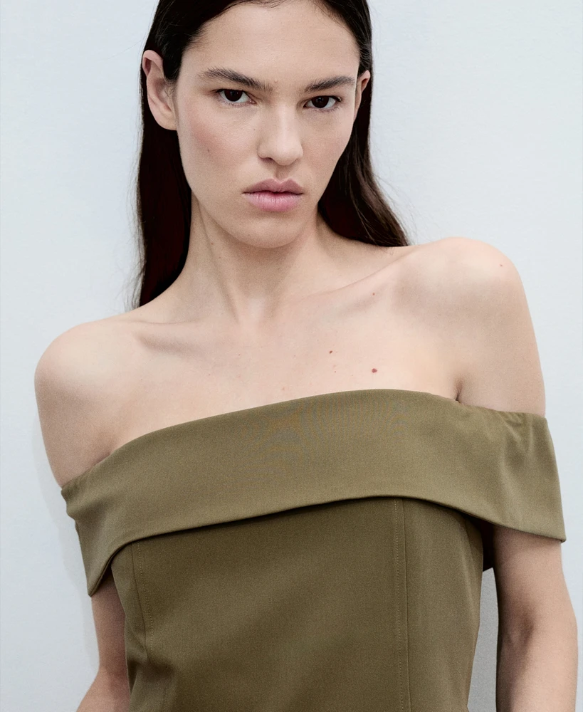 Mango Women's Fitted Off-The-Shoulder Top