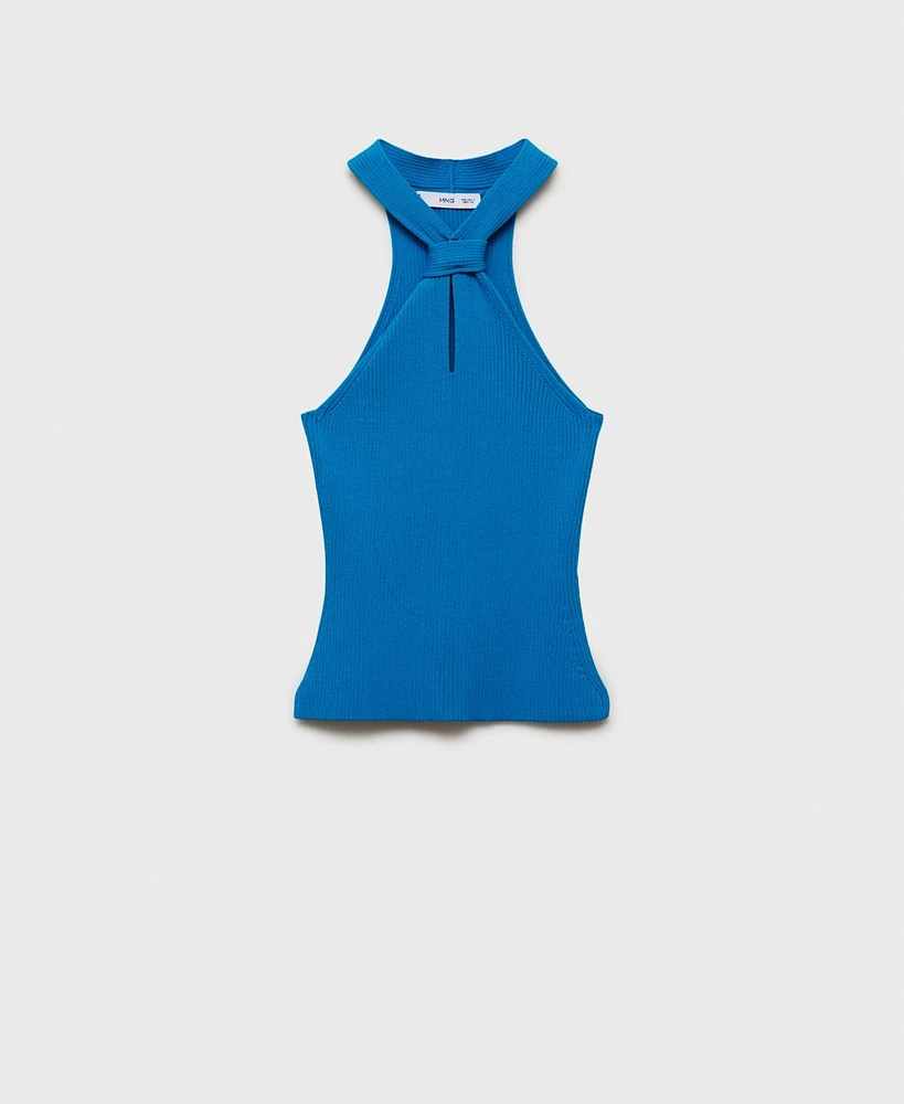 Mango Women's Knot Detail Halter-Neck Top