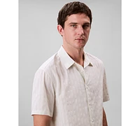 Calvin Klein Men's Cotton Striped Textured Short-Sleeve Shirt
