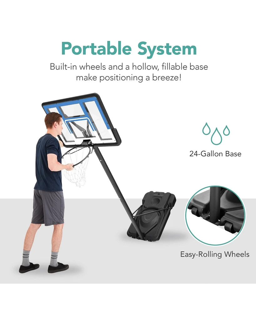 Best Choice Products Adjustable Regulation-Size Basketball Hoop, Portable Sport System w/ Fillable Base, Wheels