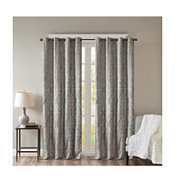Mirage Knitted Jacquard Damask Total blackout curtains for bedroom, Silver grommet top fit up to 1.25 inches rod Single Curtain Panel for Living Room