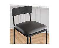 Bar Stools Set of 2, Barstool Set of 2, 25.5 Inches Upholstered Bar Chairs for 2, Counter Height Bar Stools Set for Island, Counter Bar, Retro Black