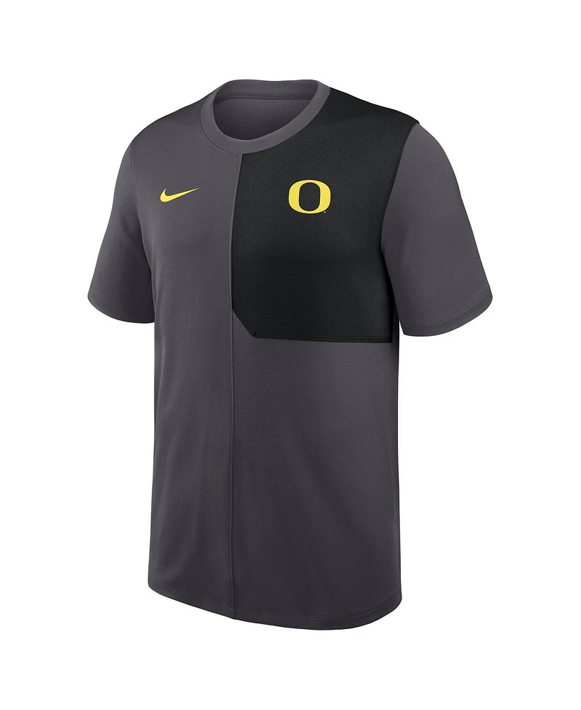 Nike Men's Anthracite Oregon Ducks 2025 Sideline Uv Performance Coach T-Shirt