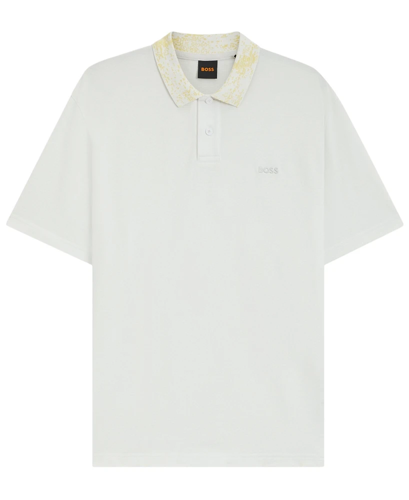 Boss by Hugo Men's Cotton-Pique Patterned Collar Polo Shirt